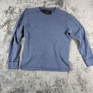 Banana Republic Sweater Mens XL Blue Crew Neck Pullover Waffle-Knit Cotton Modal